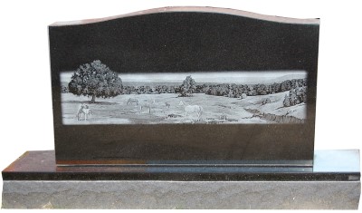 Etched Farm Scene